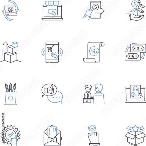 Obtaining pursuit line icons collection. Achievement, Acquisition, Attainment, Capture, Conquest, Derivation, Earning vector and linear illustration. Gaining,Harvesting,Inheriting outline signs set