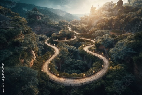 A winding path is depicted through technology. Generative AI