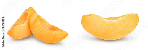 apricot fruit slices isolated on white background. Full depth of field