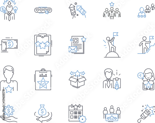 Win line icons collection. Triumph, Victory, Prize, Success, Conquer, Accomplish, Gain vector and linear illustration. Overcome,Achieve,Sweepstakes outline signs set