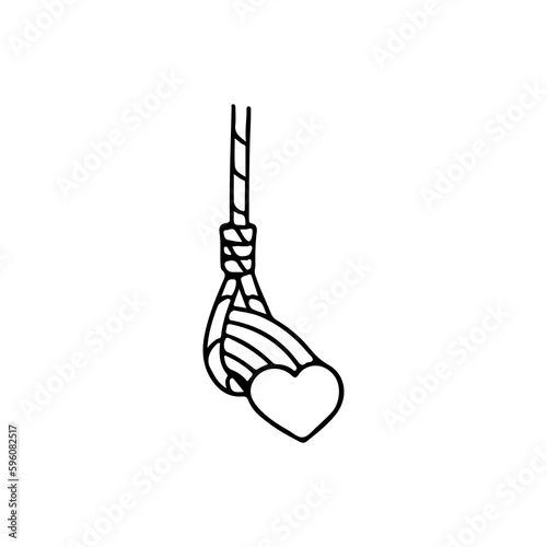 vector illustration of suicide rope with heart concept