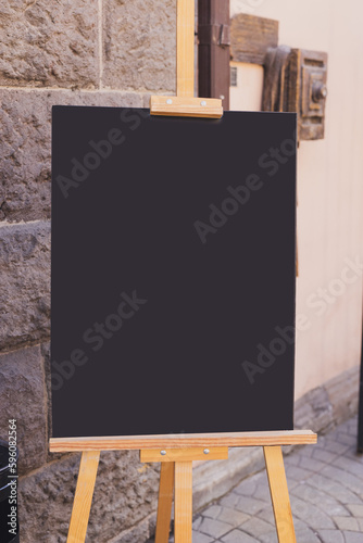 Mockup empty blank of cafe menu chalkboard on street - copy space and empty space for advertising mock-up