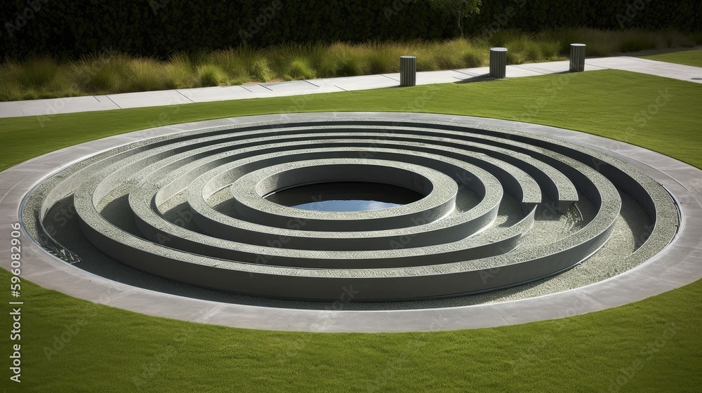 A circular structure with a series of concentric rings. Generative AI A circular structure with a series of concentric rings. Generative AI