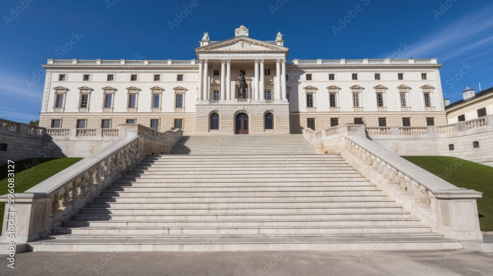 A grand white historic building. Generative AI A grand white historic building. Generative AI