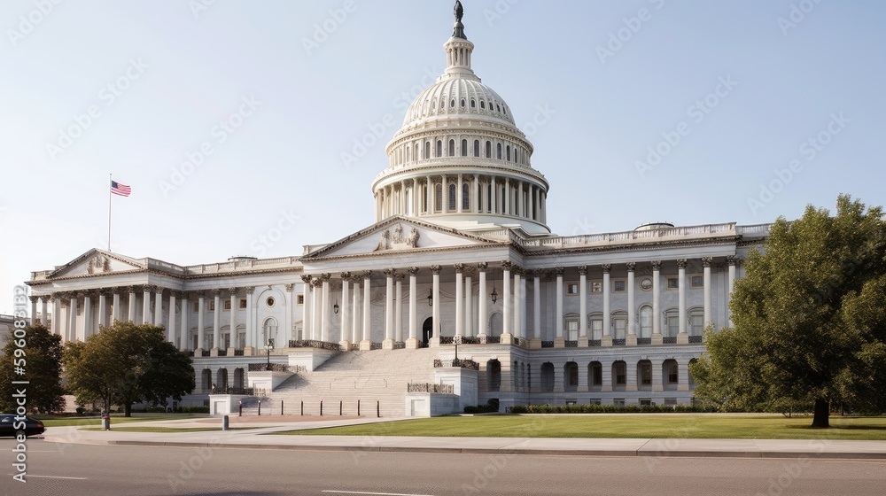 An aerial view of the US capitol building. Generative AI