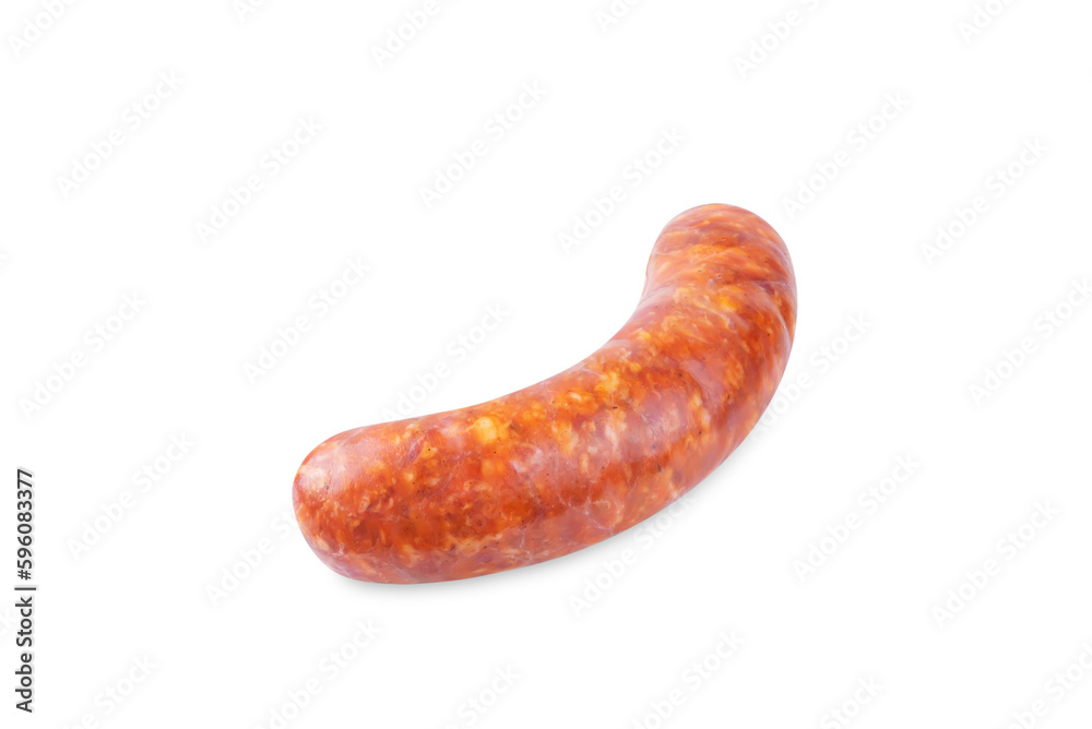 Chorizo raw meat sausage on a white isolated background Chorizo raw meat sausage on a white isolated background