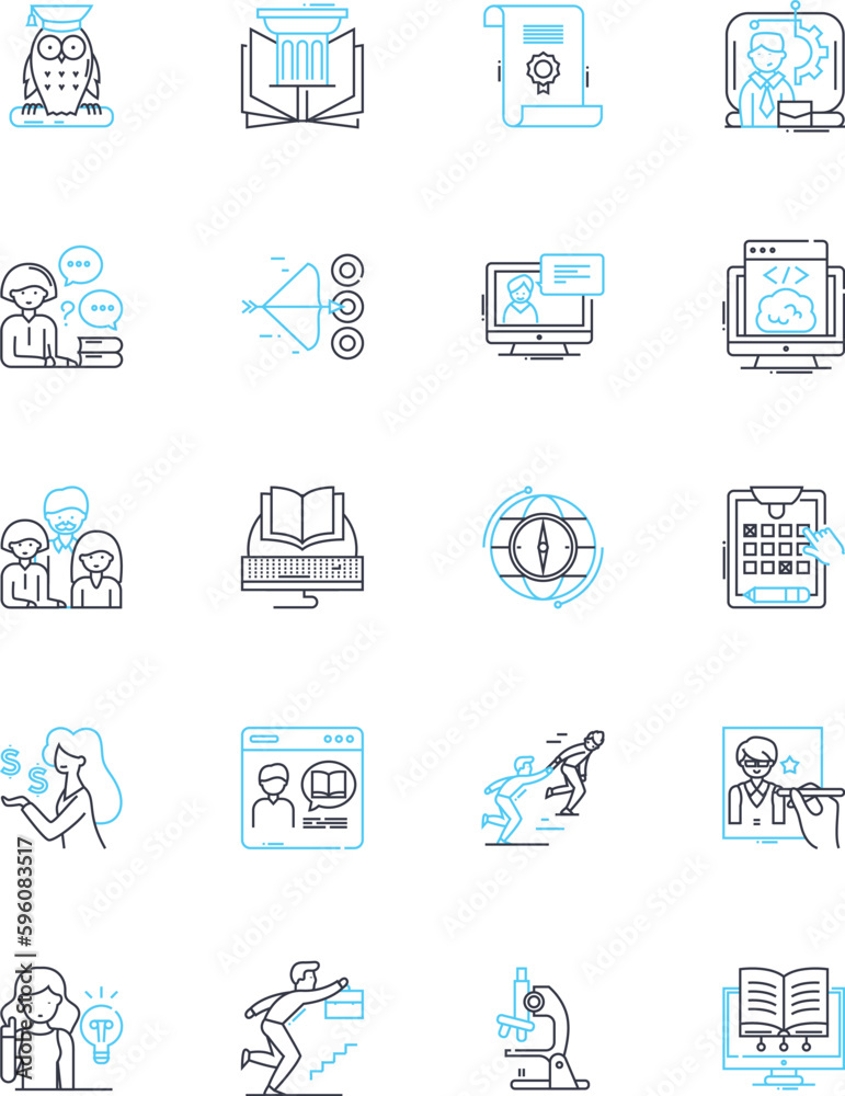 Digital education linear icons set. Online, Virtual, E-learning, Remote, Interactive, Multimedia, Digital line vector and concept signs. Connected,Innovative,Hybrid outline illustrations Digital education linear icons set. Online, Virtual, E-learning, Remote, Interactive, Multimedia, Digital line vector and concept signs. Connected,Innovative,Hybrid outline illustrations
