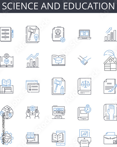 Science and education line icons collection. knowledge, intelligence, learning, comprehension, understanding, expertise, wisdom vector and linear illustration. insight,instruction,tutelage outline
