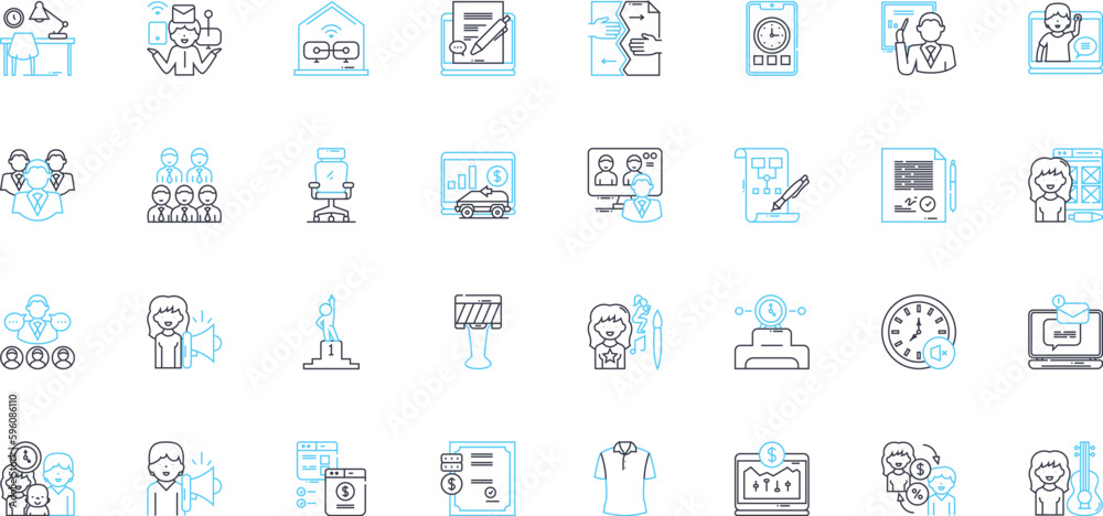 Off-site facility linear icons set. Remote, Dispersed, Outsourced, Decentralized, Distant, Independent, External line vector and concept signs. Removed,Secondary,Alternative outline illustrations Off-site facility linear icons set. Remote, Dispersed, Outsourced, Decentralized, Distant, Independent, External line vector and concept signs. Removed,Secondary,Alternative outline illustrations