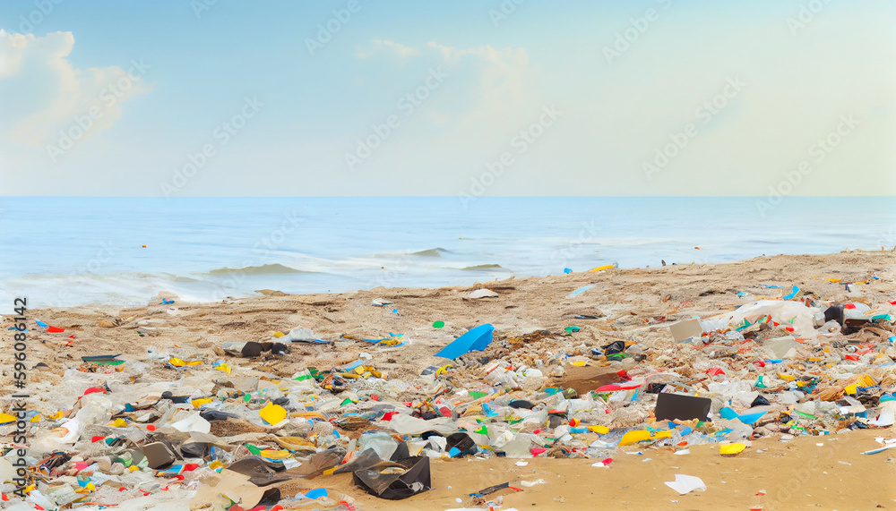 The beach is full of garbage. Generative AI