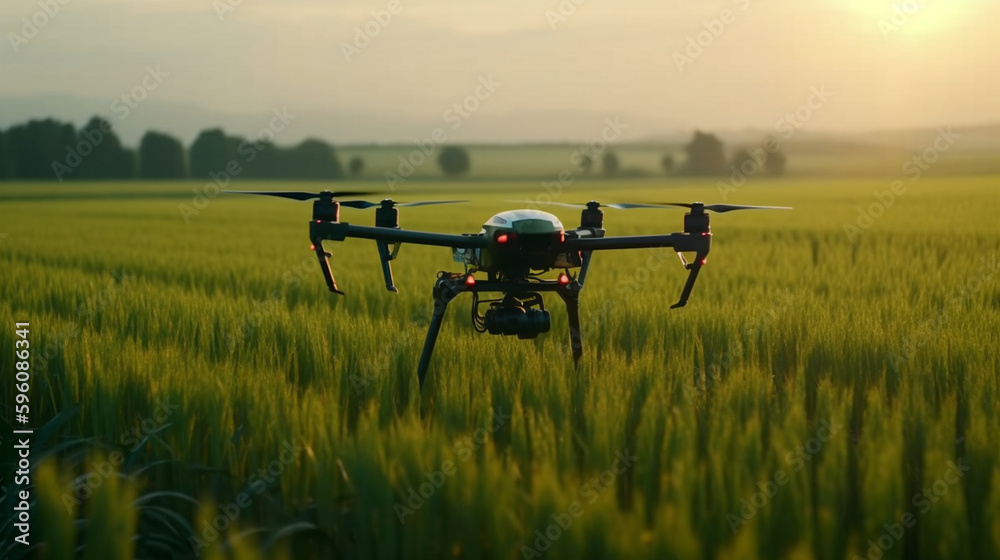 The drone flies over the fields. Generative AI