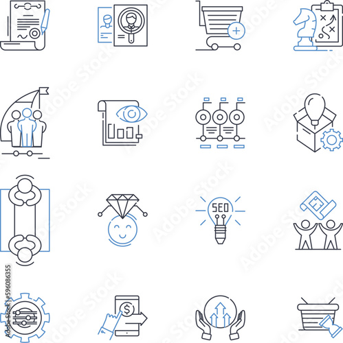 Vision and Foresight line icons collection. Perception, Insight, Anticipation, Perspective, Preview, Premonition, Expectation vector and linear illustration. Prophecy,Forecast,Intuition outline signs photo