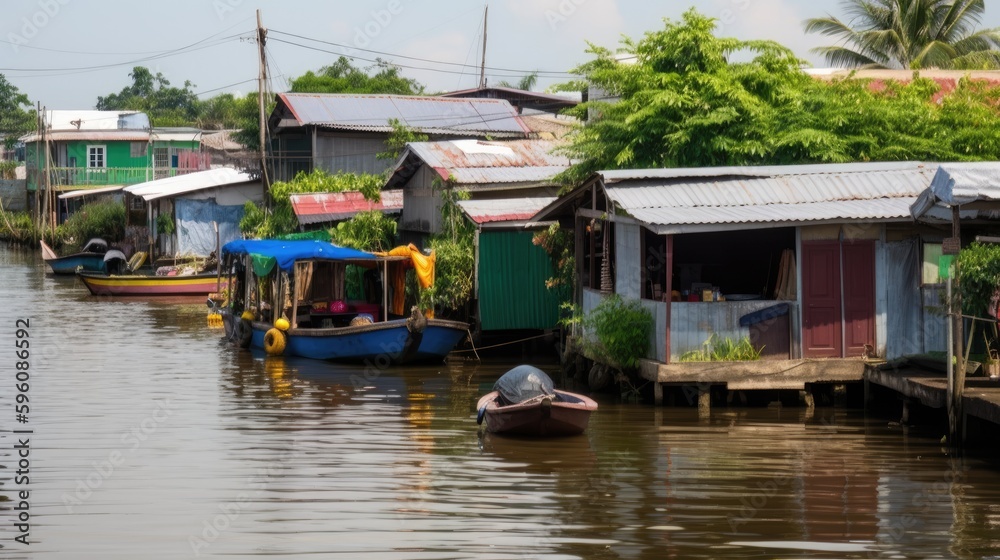 Traditional thai boat. Generative AI