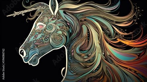 Art design of a mystical unicorn. Generative AI