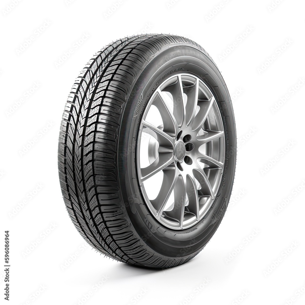 Fototapeta premium car wheel isolated on white background. Generative AI