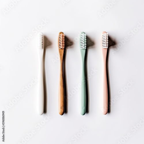 a set of toothbrushes with a white isolated background  generative ai