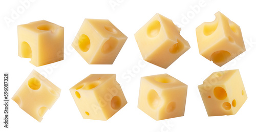 Quadro su tela Superbly retouched cubes of cheese isolated on white