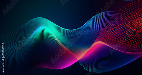 Abstract 3D Background wave background curve technology IA générative
