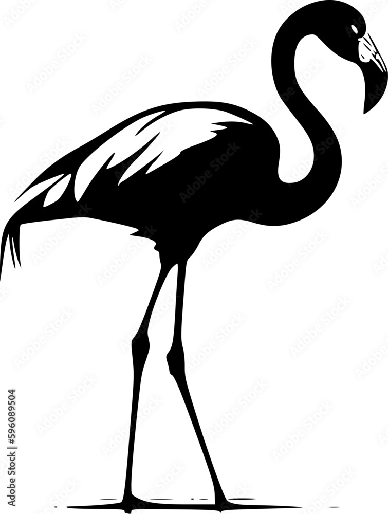 Flamingo | Black and White Vector illustration