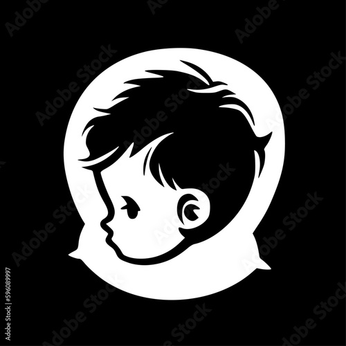 Baby Boy | Black and White Vector illustration