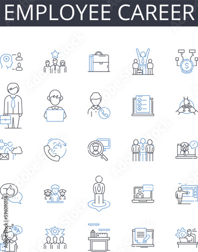 Employee career line icons collection. Business venture, Professional journey, Work path, Work destiny, Job expedition, Career exploration, Work vocation vector and linear illustration. Professional
