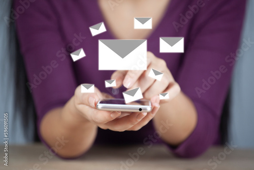 Fototapeta Naklejka Na Ścianę i Meble -  email inbox, online communication and e-mail marketing concept.