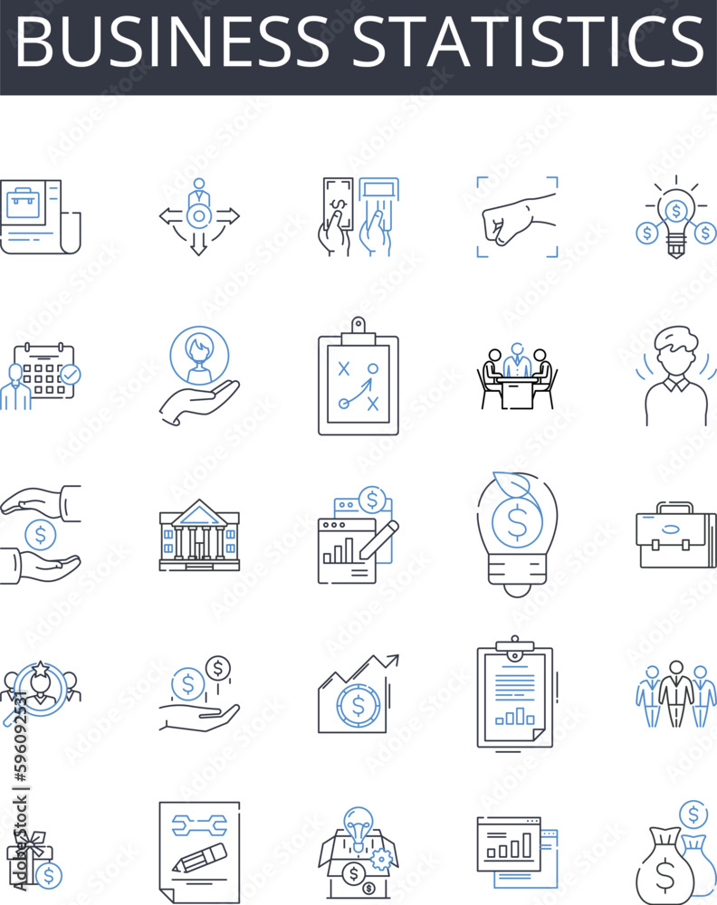 Business statistics line icons collection. Social psychology, Ecology environment, Computational science, Criminal justice, Computer security, Behavioral economics, Automotive engineering vector and