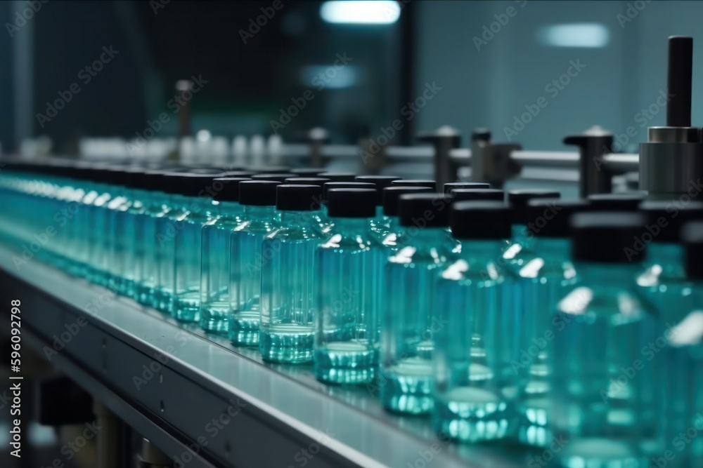 Close-up of the production of tablets for pharmaceuticals, the pharmaceutical or cosmetic industry, the production line of a medical or cosmetic factory.Generative AI Close-up of the production of tablets for pharmaceuticals, the pharmaceutical or cosmetic industry, the production line of a medical or cosmetic factory.Generative AI