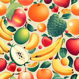 Seamless fruity patterns. Generative AI.