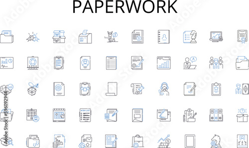 Paperwork line icons collection. Growth, Progress, Advancement, Forward, Evolve, Flourish, Upward vector and linear illustration. Maturation,Maturity,Polishing outline signs set