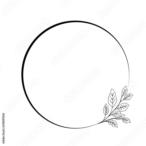 Hand drawn vector frame. Floral wreath with leaves for wedding and holiday. Decorative elements for design. Isolated