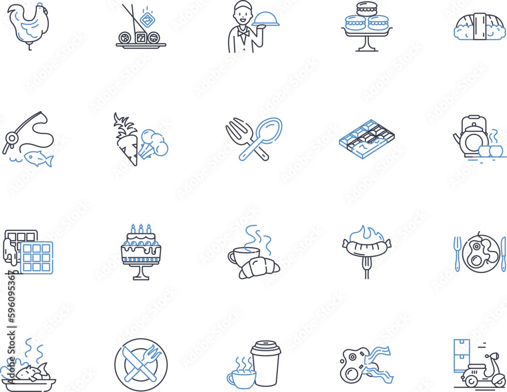 Farm-to-Table Cooking line icons collection. Local, Sustainable, Organic, Fresh, Seasonal, Natural, Healthy vector and linear illustration. Wholesome,Handcrafted,Ethical outline signs set