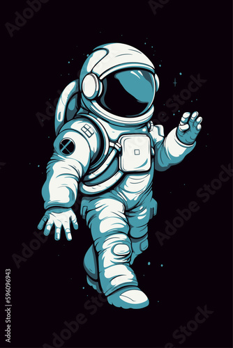 Fototapeta Naklejka Na Ścianę i Meble -  Astronaut waving hands in planetary space to control explore future science technology illustration