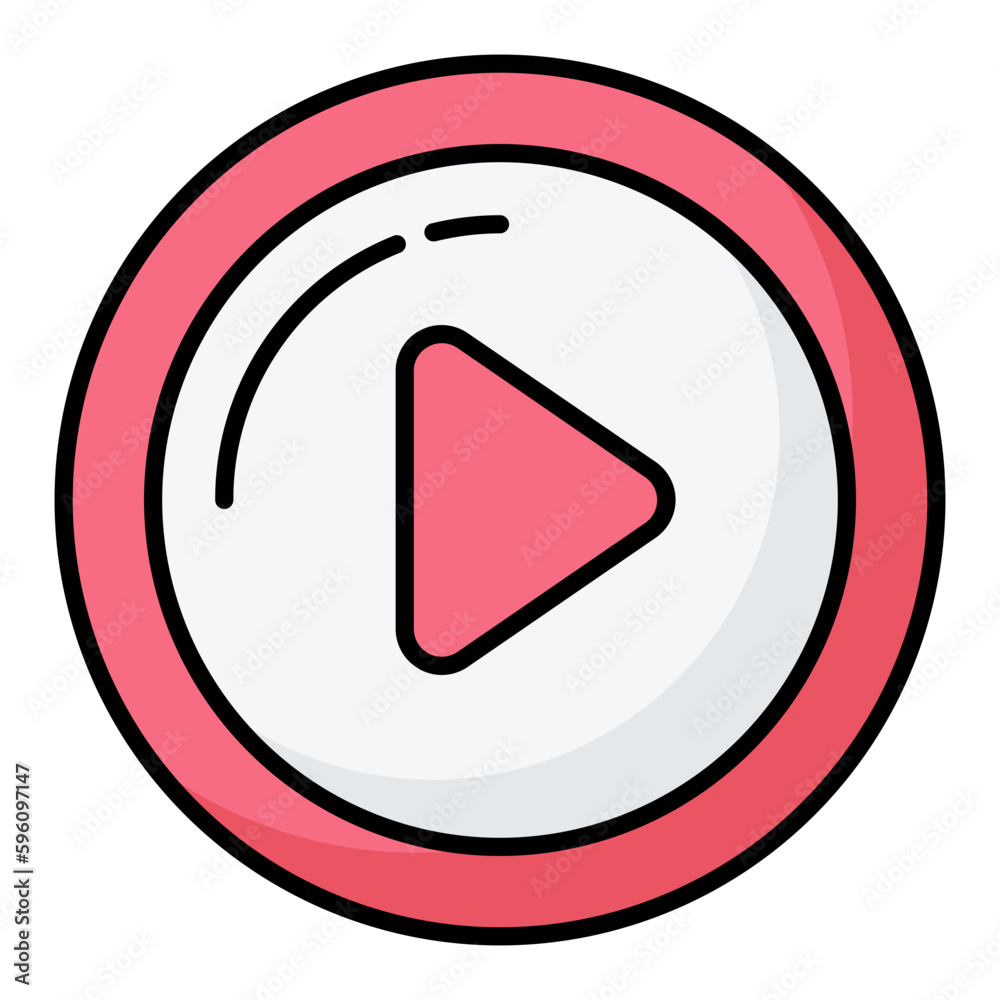 Play Button Line Color Icon Play Button Line Color Icon
