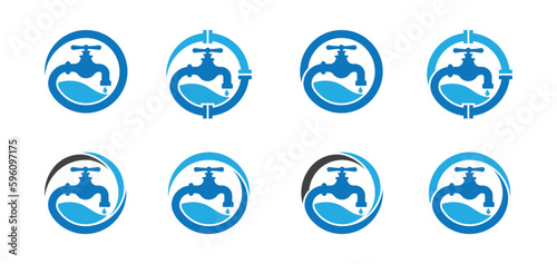 initial Letter O Water Faucet Round Circle Logo Concept icon sign symbol Design Element. Tap, Repair, Plumber, Plumbing Service Logotype. Vector illustration template