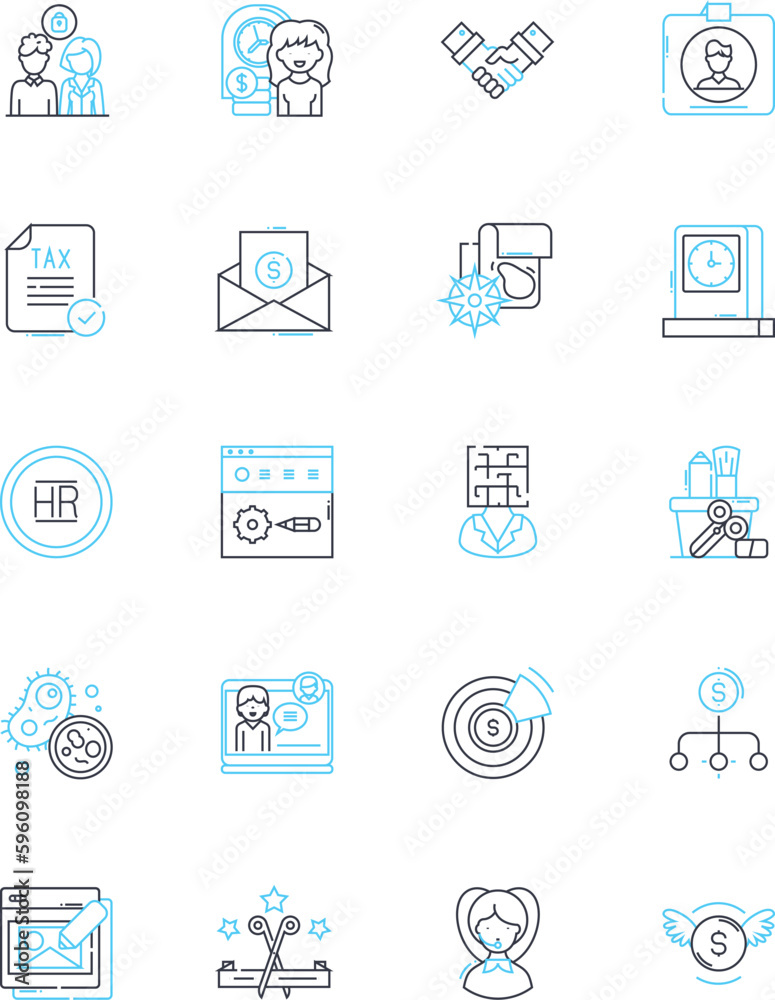 Professional workplace linear icons set. Productivity, Collaboration, Ethics, Accountability, Communication, Innovation, Leadership line vector and concept signs. Punctuality,Efficiency,Teamwork Professional workplace linear icons set. Productivity, Collaboration, Ethics, Accountability, Communication, Innovation, Leadership line vector and concept signs. Punctuality,Efficiency,Teamwork