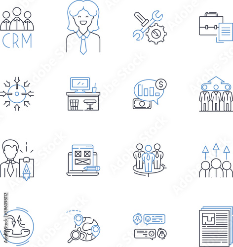 Group participation line icons collection. Collaboration, Teamwork, Cooperation, Involvement, Engagement, Interaction, Association vector and linear illustration. Contribution,Unity,Partnership