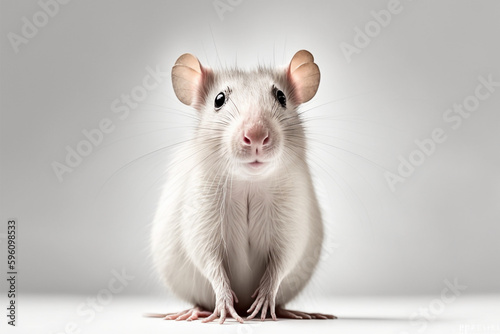 White and brown rat isolated on white background.. created with generative AI