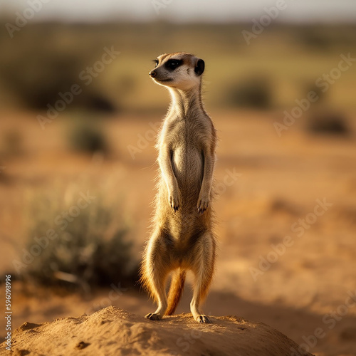 A curious meerkat looking around, made with generative AI