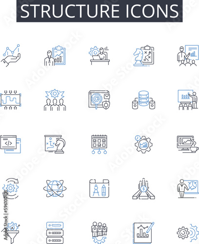 Structure icons line icons collection. Design Elements, Navigation Tools, Color Palettes, Marketing Collaterals, User Interface, Graphic Design, Brand Identity vector and linear illustration