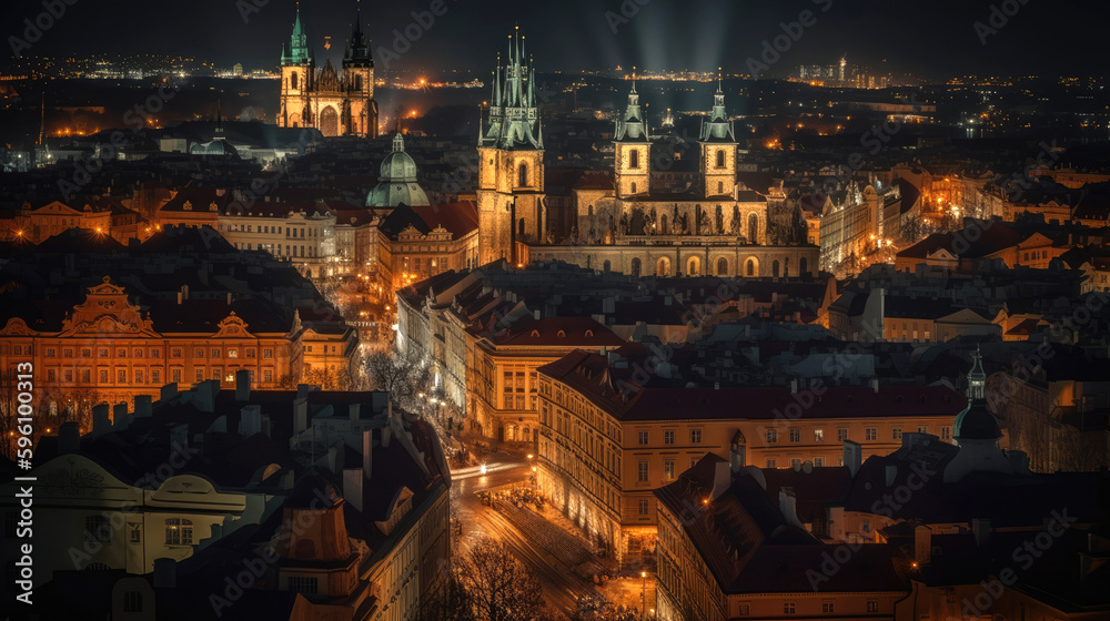 Prague. Breathtaking travel destination place. Generative AI