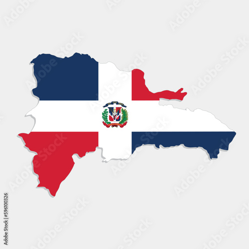 dominican republic map with flag on gray background