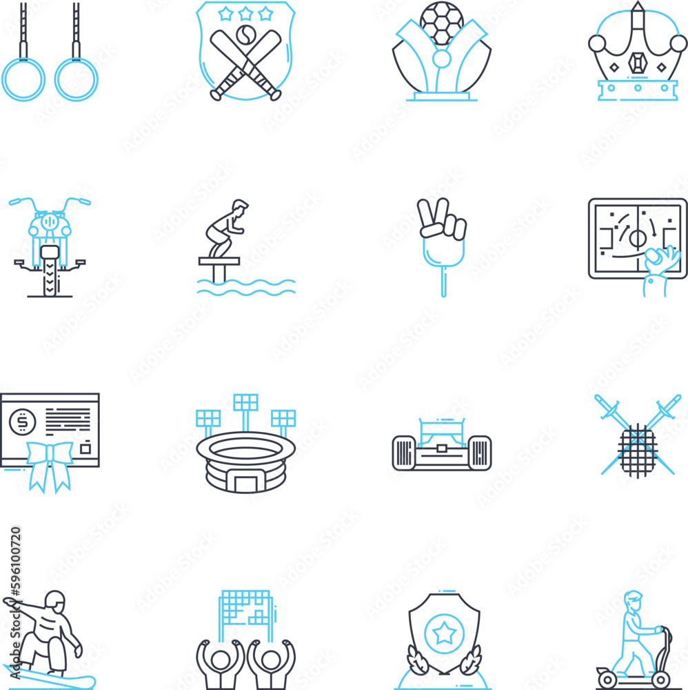 Winner linear icons set. Champion, Triumph, Victory, Gold medal, Success, Conquer, Superiority line vector and concept signs. Acclaim,Glory,Dominance outline illustrations Winner linear icons set. Champion, Triumph, Victory, Gold medal, Success, Conquer, Superiority line vector and concept signs. Acclaim,Glory,Dominance outline illustrations