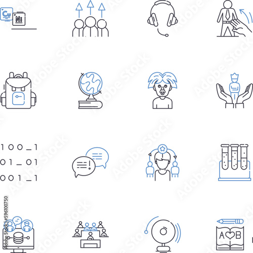 Practitir training line icons collection. Mastery, Expertise, Certification, Coaching, Skills, Learning, Development vector and linear illustration. Education,Techniques,Methodology outline signs set