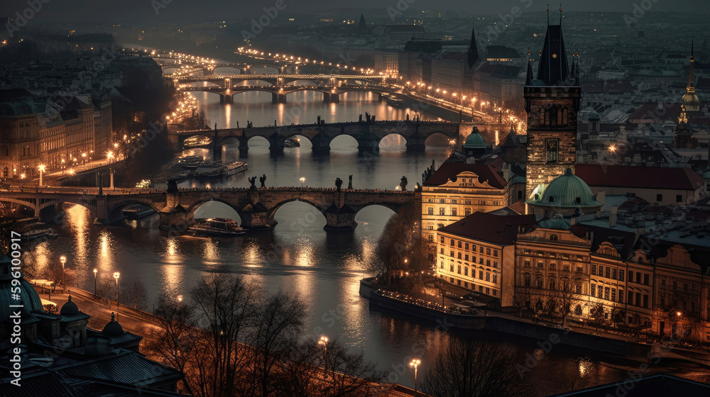 Prague. Breathtaking travel destination place. Generative AI