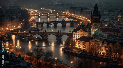 Prague. Breathtaking travel destination place. Generative AI