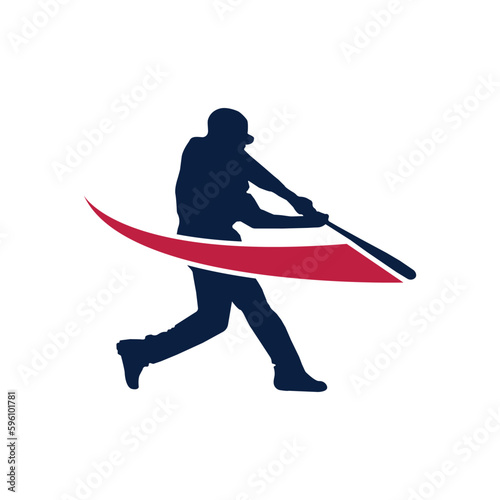 baseball icon player hitting a ball vector illustration