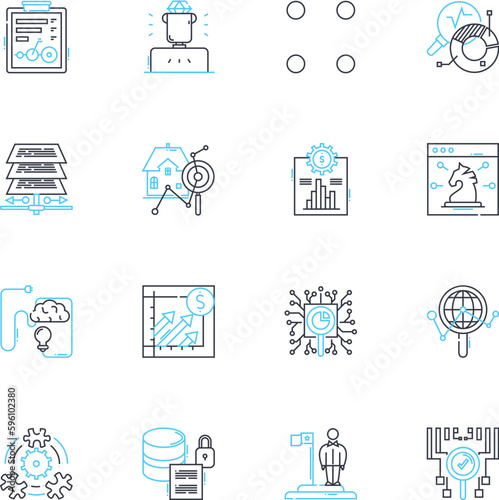 Revenue stream linear icons set. Profit, Income, Sales, Revenue, Cashflow, Growth, Mtization line vector and concept signs. Royalties,Commissions,Advertisements outline illustrations