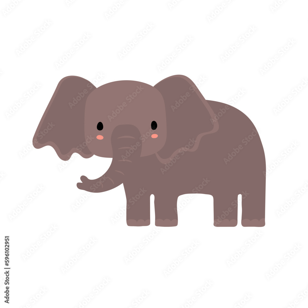 Obraz premium Vector illustration with elephant.Tropical jungle cartoon creatures.Pastel animals background.Cute natural design for fabric, childrens clothing,textiles,wrapping paper.