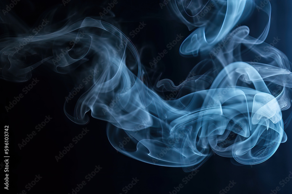 Cloudy smoke with black background, generative ai